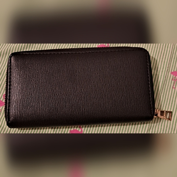 Vintage Bebe Y2K Gianna Vegan Black Leather Zip Around Signature Clutch Wallet - Picture 2 of 11